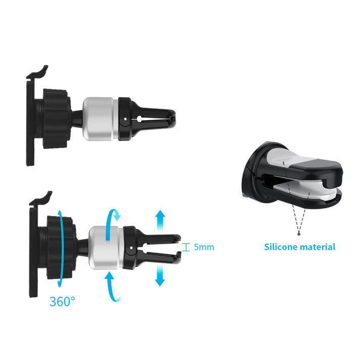 ARMOR-X Air Vent Mount with silicone clip & adjustable knob, it's great to get the safest hands-free user experience with a full 360-degree angle.