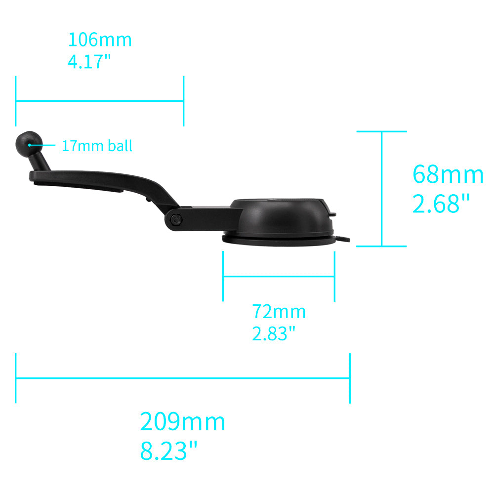 ARMOR-X Folding Car Dashboard Suction Cup Mount for tablet, with the adjustable arm to adjust to the best viewing angle.