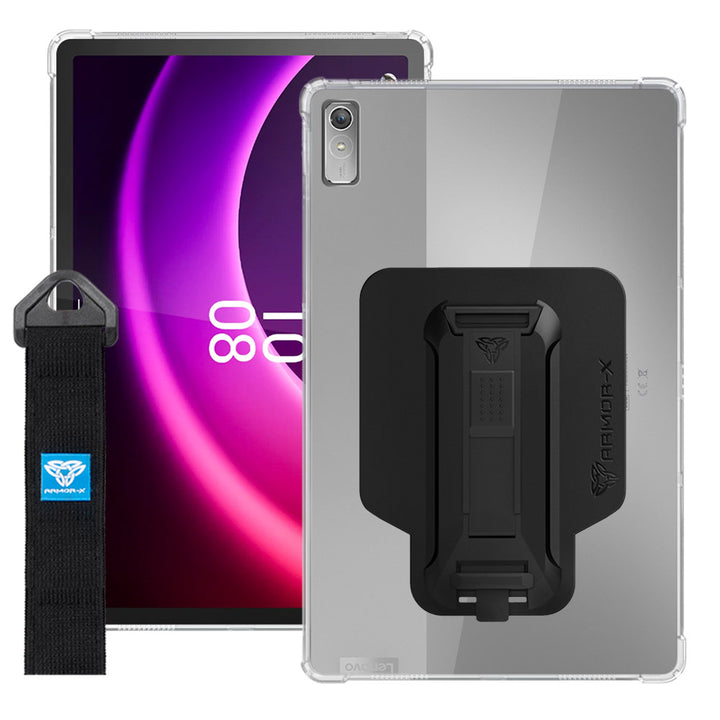 ARMOR-X Lenovo Tab P11 Gen 2 TB350 shockproof case, impact protection cover with hand strap and kick stand. One-handed design for your workplace.