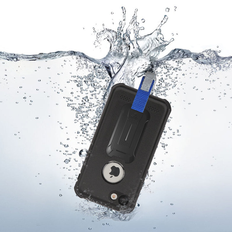 MX-AP7-BK | iPhone 8 Waterproof Case | IP68 shock & water proof Cover w/ X-Mount & Carabiner