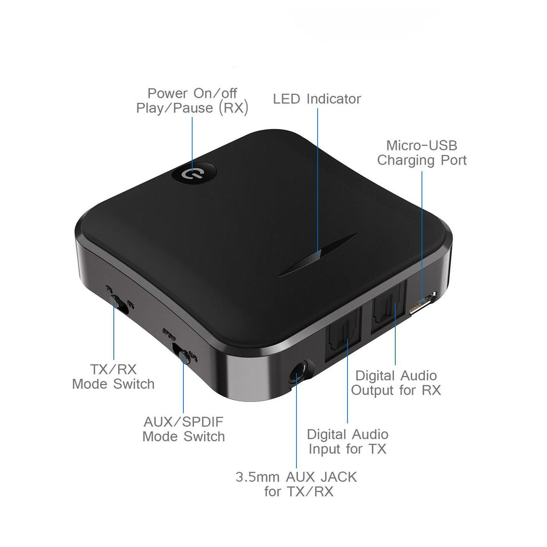  BT-RT1 | Bluetooth 5.0 Transmitter Receiver, RCA and 3.5mm Audio Adapter