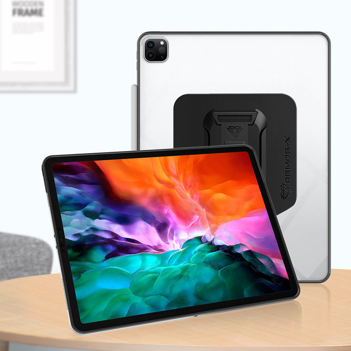 BXS-iPad-PR7 | iPad Pro 12.9 ( 4th Gen ) 2020 | Shockproof Case w/ Kickstand & hand strap & X-Mount Supports Pencil Wireless Charging