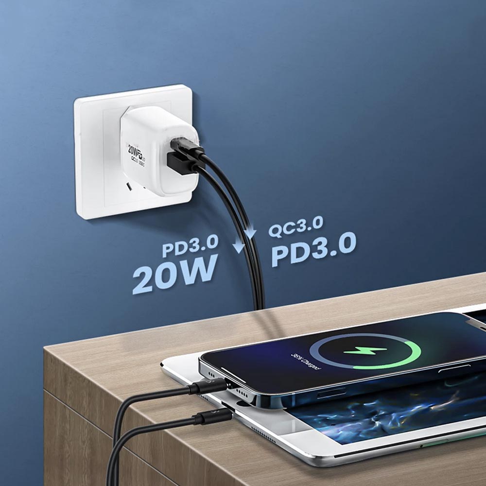 CHR-WA1-EU | PD20W QC 3.0 Type-C USB-C Wall Power Charger Fast Charger with EU Plug