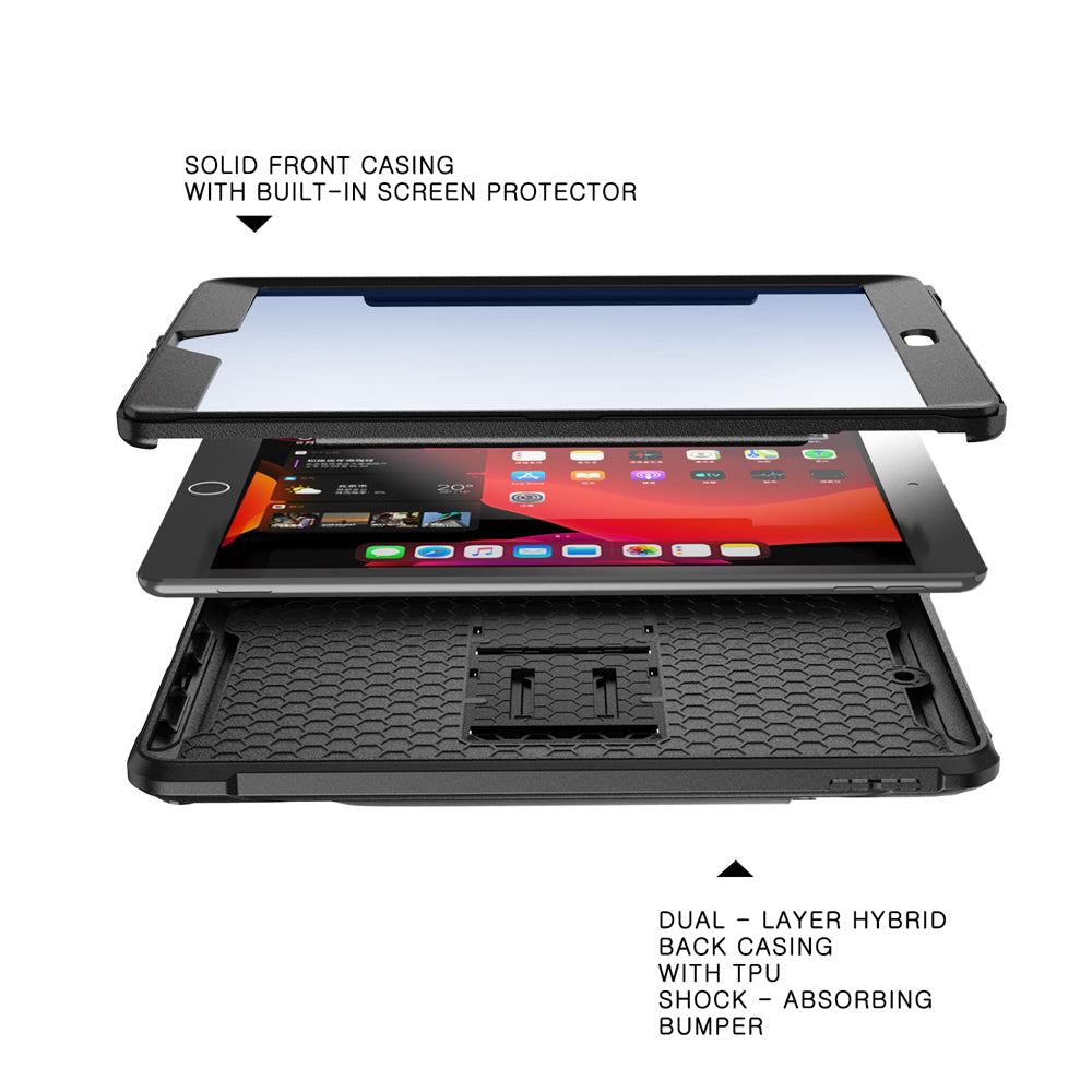 CLN-iPad-N3 | iPad 10.2 (7th & 8th Gen.) 2019 / 2020 | Dual layers shockproof rugged case with kick-stand &  Pen Holder