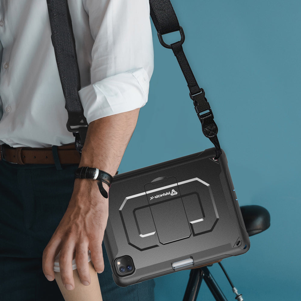 CLN-iPad-PR64 | iPad Pro 11 ( 1st / 2nd / 3rd Gen. ) 2018/2020/2021 | Dual layers shockproof rugged case with kick-stand & Wireless Charging Pen Holder