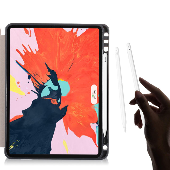 CVR-iPad-PR4 | iPad Pro 11 2018 | Smart Tri-Fold Stand Magnetic PU Cover Supports Apple Pencil Wireless Charging
