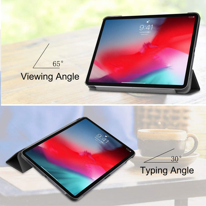 CVR-iPad-PR4 | iPad Pro 11 2018 | Smart Tri-Fold Stand Magnetic PU Cover Supports Apple Pencil Wireless Charging