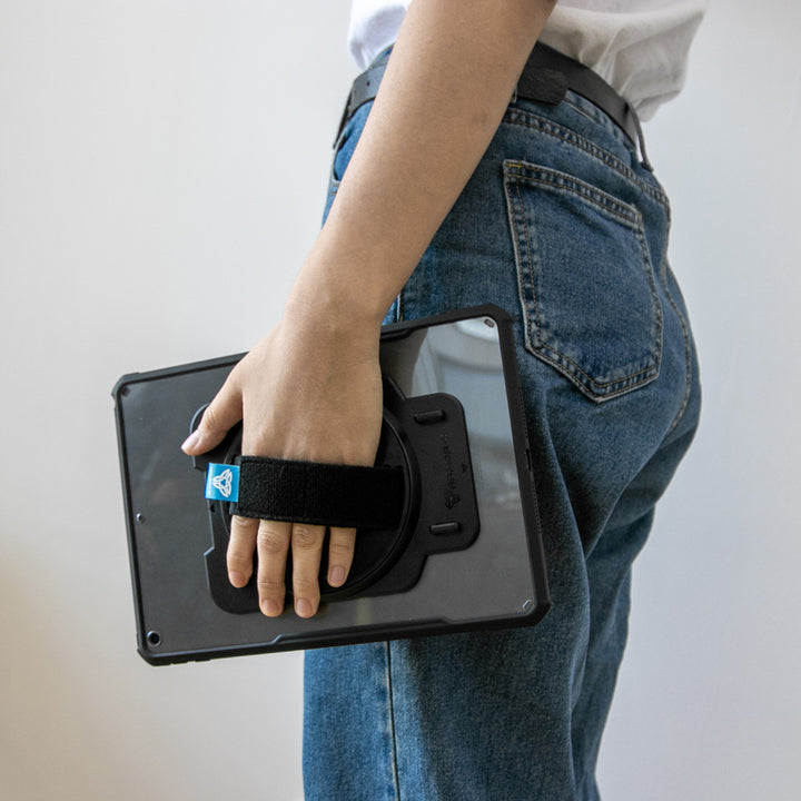 DUN-iPad-N3 | IPAD 10.2 (7TH & 8TH & 9TH GEN.) 2019 / 2020 / 2021 | Ultra Slim 4 Corner Shockproof Case With Hand Strap & Kick-stand