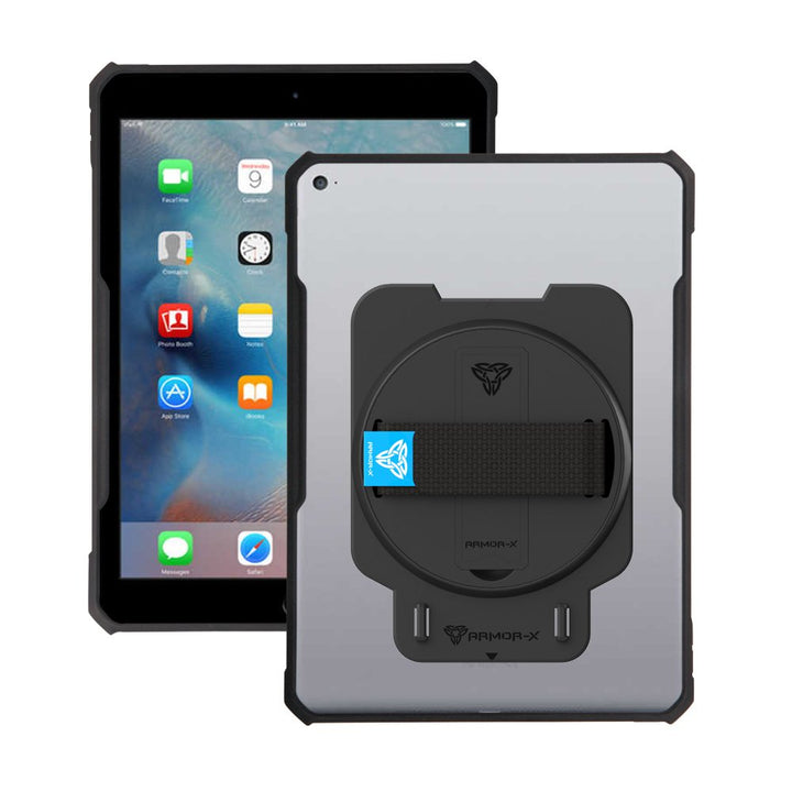 DUN-iPad-A2 | iPad 9.7 ( 5th / 6th Gen.) 2017 / 2018 | Ultra Slim 4 Corner Shockproof Case With Hand Strap & Kick-stand