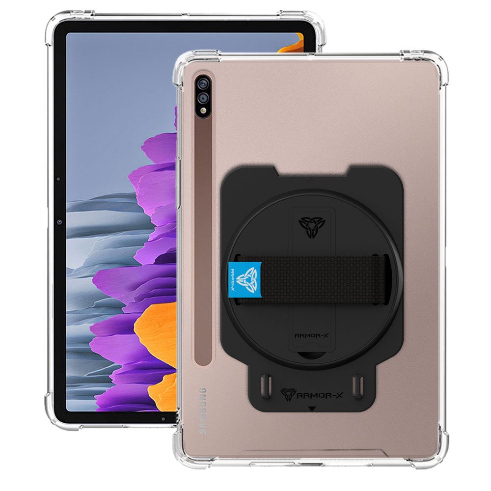 DUN-SS-S7_S8 | Samsung Galaxy Tab S8 SM-X700 / SM-X706 | Ultra Slim 4 Corner Shockproof Case With Hand Strap & Kick-stand