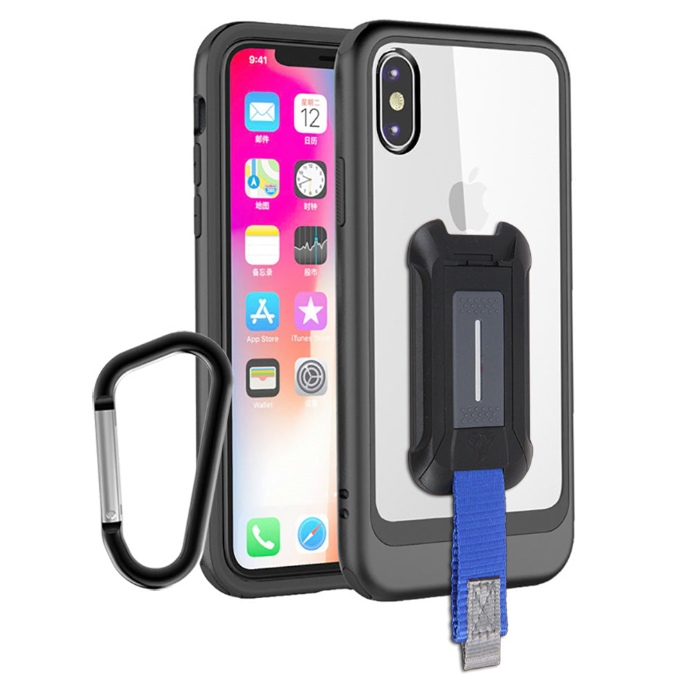 DX-IPHX-BK | iPhone X iPhone XS Case | Shockproof Drop Proof Rugged Cover w/ X-Mount & Carabiner - BLACK