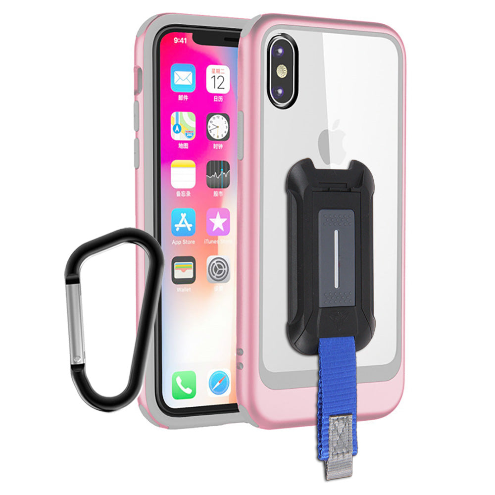 DX-IPHXM-PNK | iPhone XS MAX Case | 2-Layer Shock-Absorption Drop Protection Case w/ KEY Mount & Carabiner -Pink