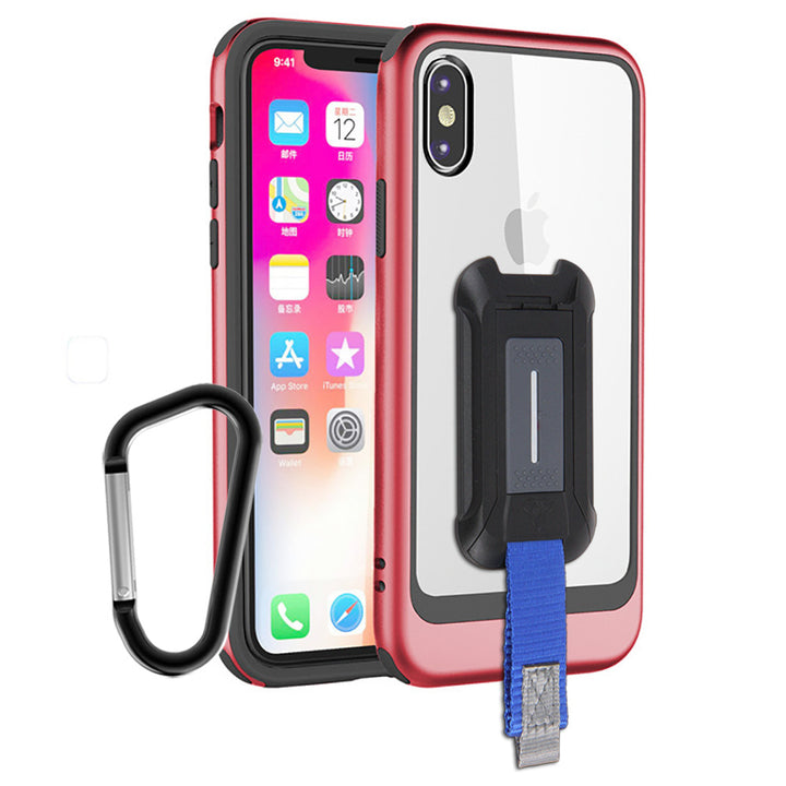 DX-IPHXM-RD | iPhone XS MAX Case | 2-Layer Shock-Absorption Drop Protection Case w/ KEY Mount & Carabiner -Red