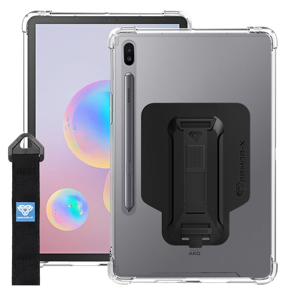 DXS-SS-T860 | Samsung Galaxy Tab S6 T860 T865  | Ultra slim 4 corner Anti-impact tablet case with hand strap kick-stand & X-Mount