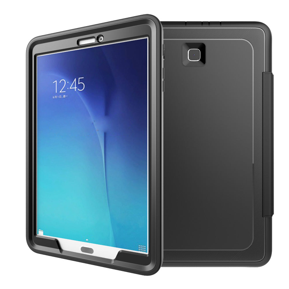 FCN-T560 | Galaxy Tab E 9.6 T560 T561 US Version | Heavy Duty Hybrid Anti Shock Case With Synthetic Leather Stand 