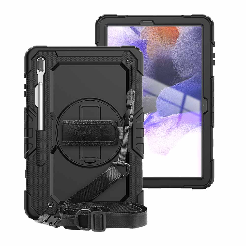 GEN-SS-S7FE_S7P | Samsung Galaxy Tab S7 Plus S7+ SM-T970 / T975 / T976B | Rainproof military grade rugged case with hand strap and kick-stand