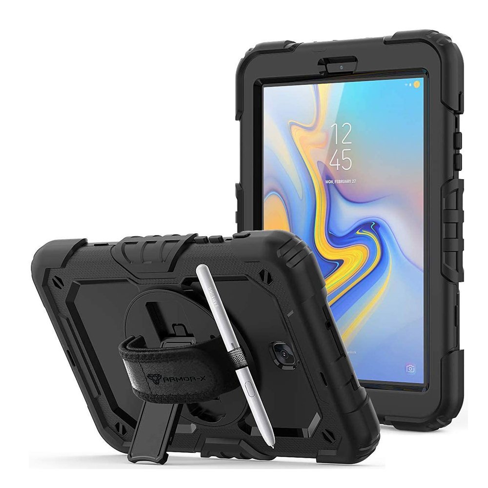 GEN-SS-T387 | Samsung Galaxy Tab A 8.0 (2018) T387 | Rainproof military grade rugged case with hand strap and kick-stand