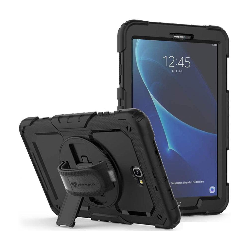 Samsung Galaxy Tab A 10.1 (2016) T580 T585 | Rainproof military grade rugged case with hand strap and kick-stand
