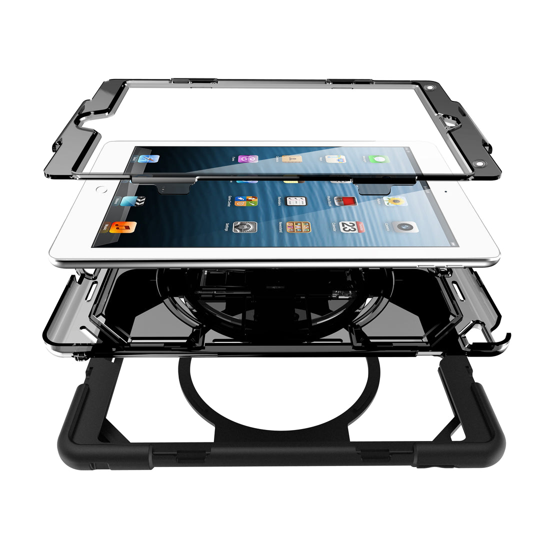 HDN-IPAD-N2 | iPad 9.7 ( 5th / 6th Gen.) 2017 / 2018 | Ultra 3 layers shockproof rugged case with hand strap & shoulder strap and kick-stand