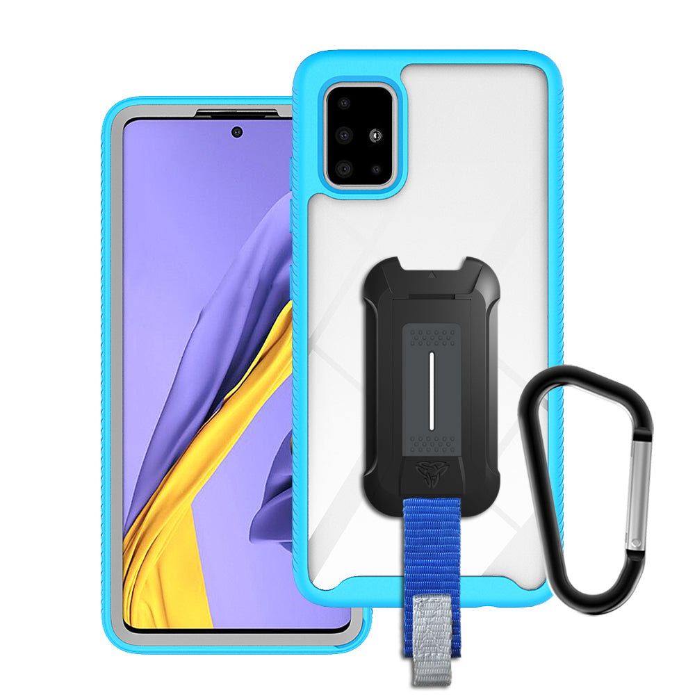 HX-A71-BL | Samsung Galaxy A71 ( NOT for A71 5G) Case | Protection Military Grade w/ KEY Mount & Carabiner -Sky Blue