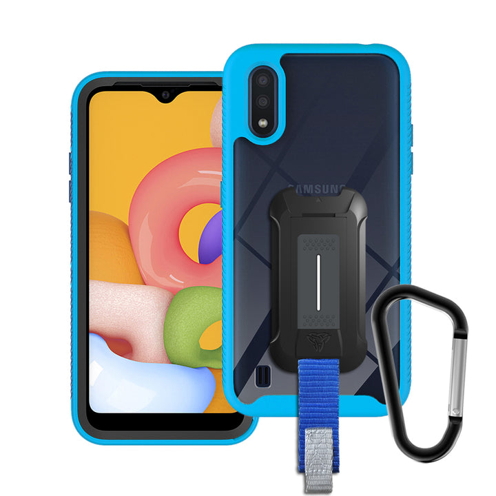 HX-SS20-A01-BL | Samsung Galaxy A01 Case | Protection Military Grade w/ KEY Mount & Carabiner -Blue