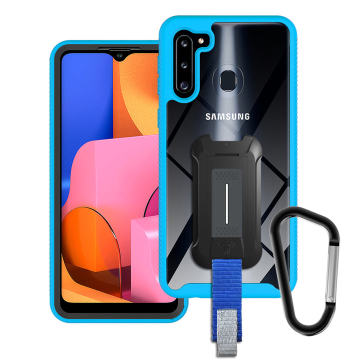 HX-SS20-A21-BL | Samsung Galaxy A21 Case | Protection Military Grade w/ KEY Mount & Carabiner -Blue