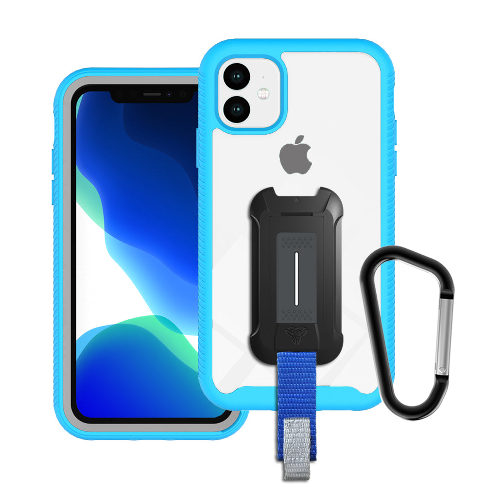 HX-IPH-11-BL | iPhone 11 Case 6.1 | Protection Military Grade w/ KEY Mount & Carabiner -Sky Blue