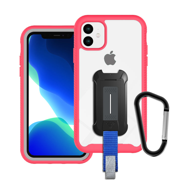 HX-IPH-11-RD | iPhone 11 Case 6.1 | Protection Military Grade w/ KEY Mount & Carabiner -Pink