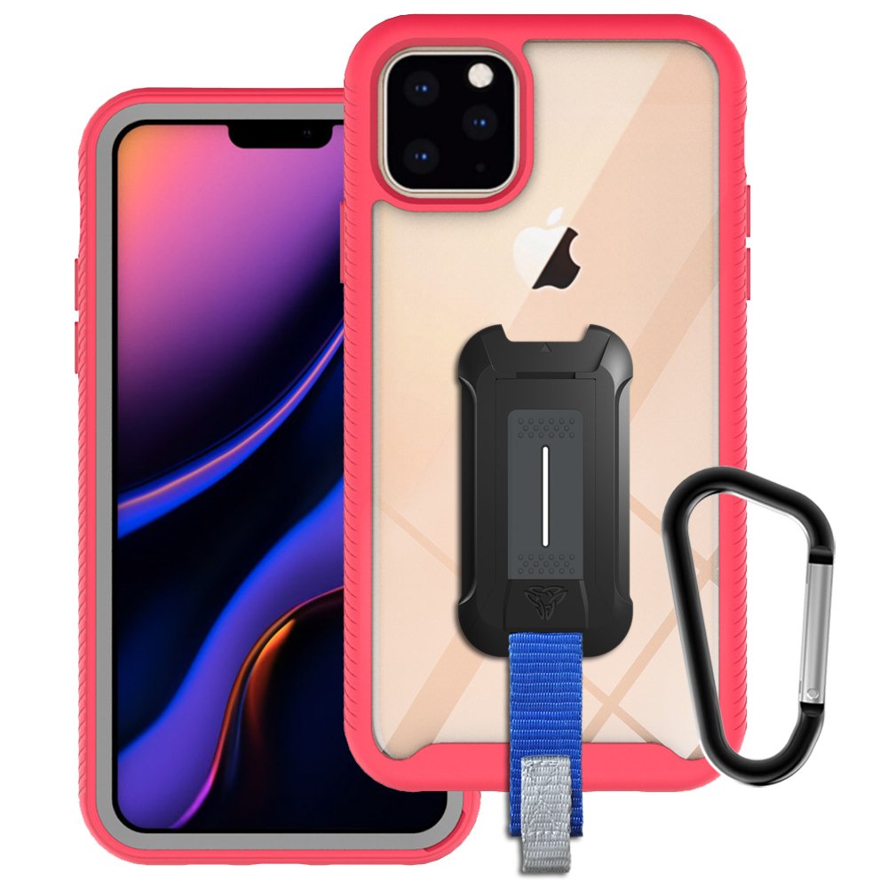 HX-IPH-11PMX-RD | iPhone 11 Pro Max Case 6.5 | Protection Military Grade w/ KEY Mount & Carabiner -Pink