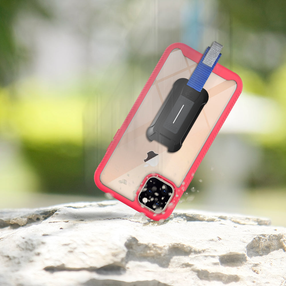 HX-IPH-11PMX-RD | iPhone 11 Pro Max Case 6.5 | Protection Military Grade w/ KEY Mount & Carabiner -Pink