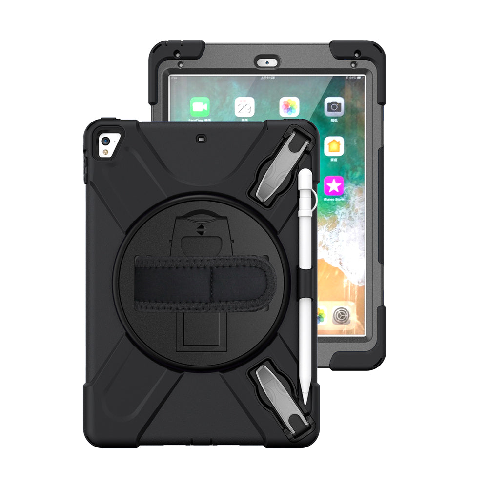 JAN-iPad-N2 | Apple iPad 9.7 / Pro 9.7 / air 2 | Ultra 3 layers shockproof rugged case with hand strap and kick-stand & pen holder