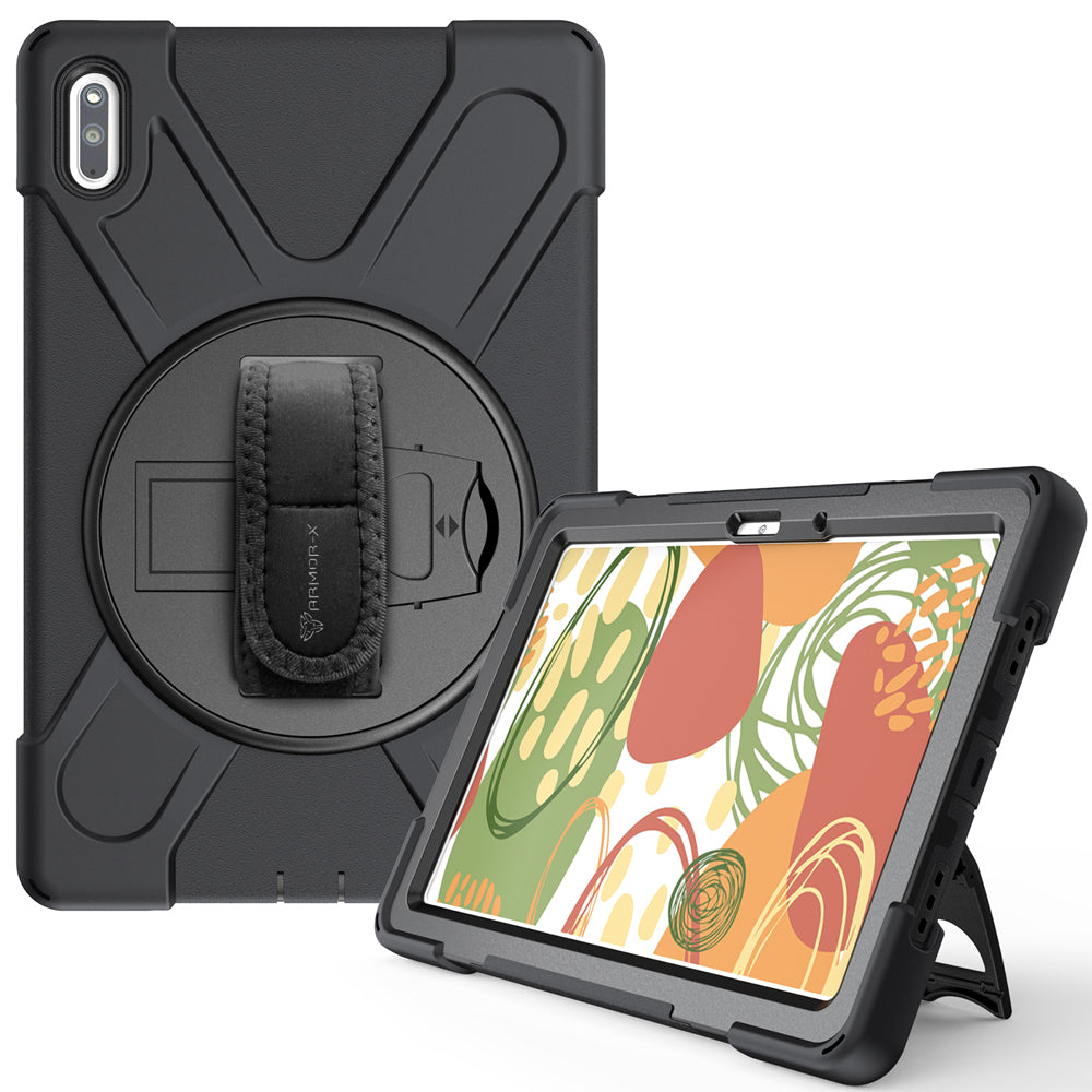 JLN-HW-MTP_BAH3 | Huawei MatePad 10.4 BAH3-W09 / BAH3-AL00 | Ultra 3 layers shockproof rugged case with hand strap and kick-stand