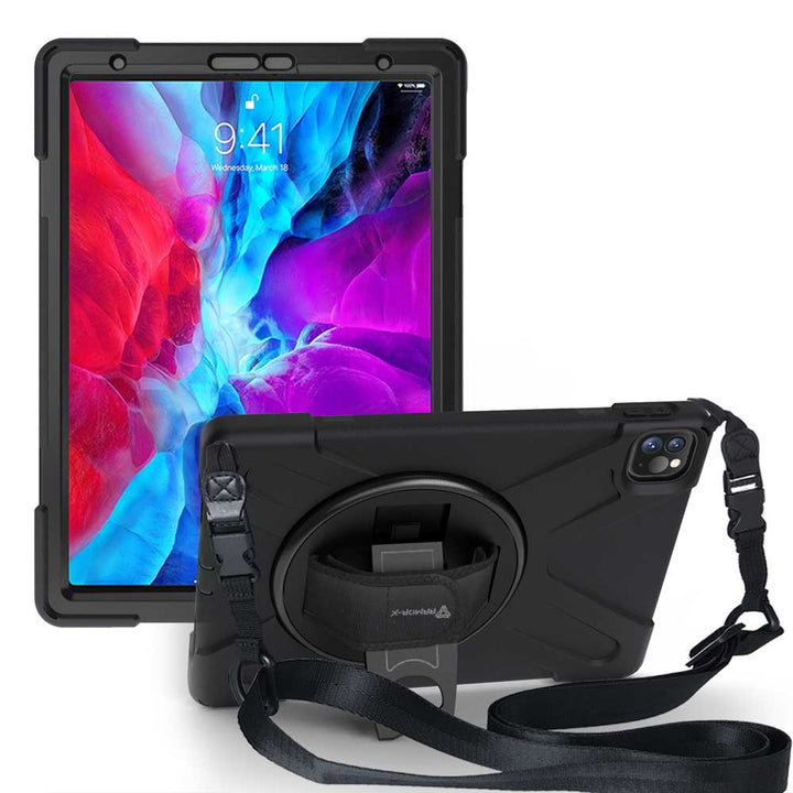 JLN-iPad-PR7 | iPad Pro 12.9 ( 4th Gen. ) 2020 | Ultra 3 layers shockproof rugged case with hand strap and kick-stand