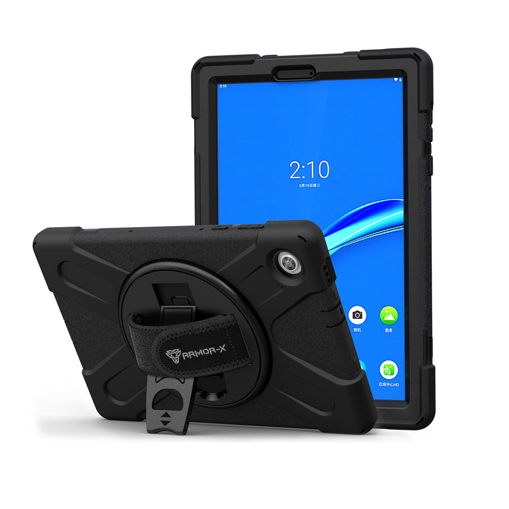 JLN-LN-M10HD2 | Lenovo Tab M10 HD (2nd Gen) TB-X306F | Ultra 3 layers shockproof rugged case with hand strap & kick-stand