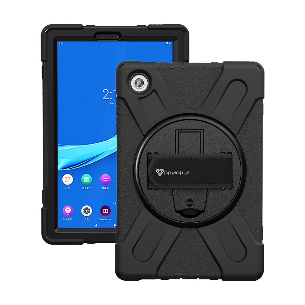 JLN-LN-M10HD2 | Lenovo Tab M10 HD (2nd Gen) TB-X306F | Ultra 3 layers shockproof rugged case with hand strap & kick-stand