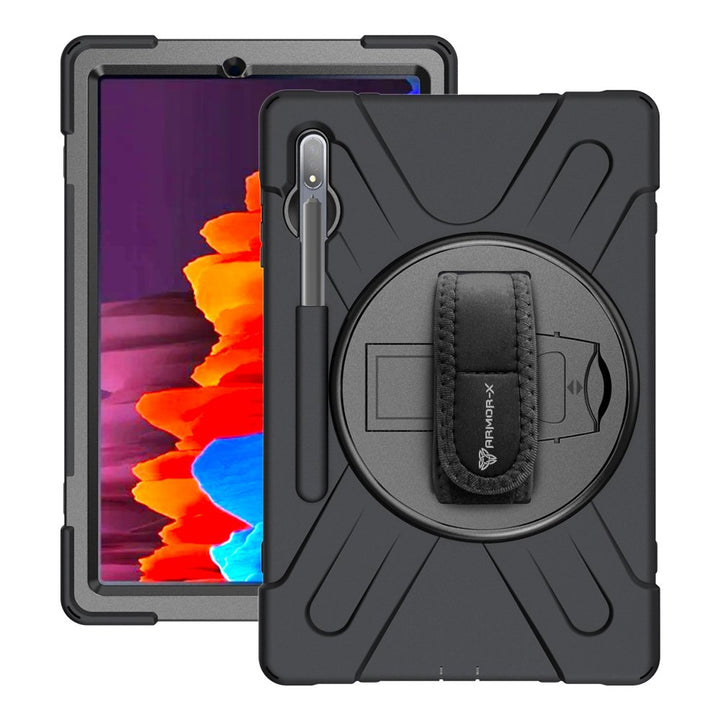 JLN-SS-S7P | Samsung Galaxy Tab S7 Plus S7+ SM-T970 / T975 / T976B | Ultra 3 layers shockproof rugged case with hand strap and kick-stand