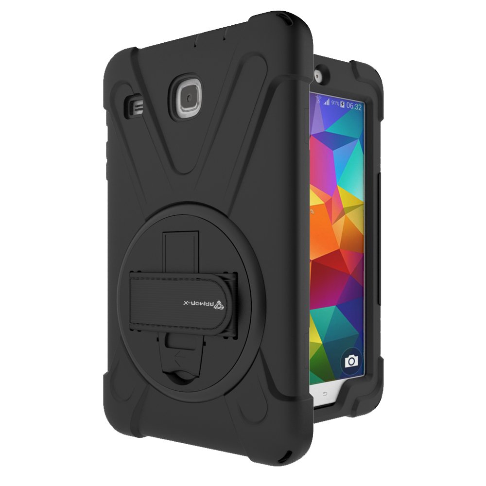 JLN-SS-T377 | Samsung Galaxy Tab E 8.0 T377 T375 | Ultra 3 layers shockproof rugged case with hand strap and kick-stand
