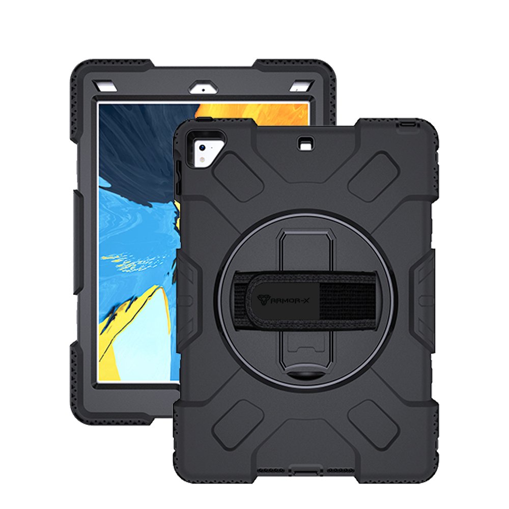 KKN-iPad-A2 | Apple iPad 9.7 / iPad pro 9.7 2016 / iPad air 2 | Ultra 3 layers shockproof rugged case with hand strap and kick-stand