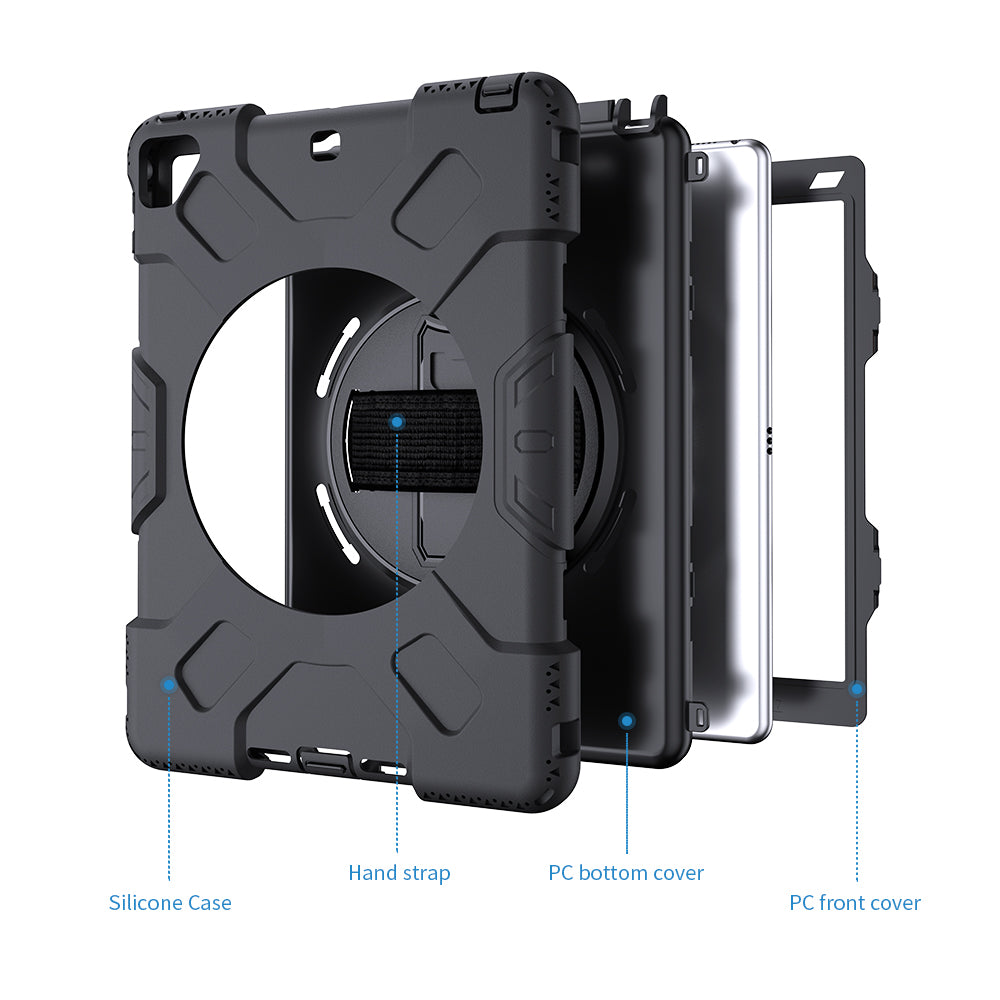 KKN-iPad-M54 | Apple iPad Mini 5 Mini 4 | Ultra 3 layers shockproof rugged case with hand strap and kick-stand