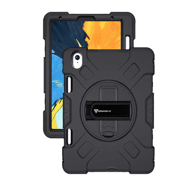 KKN-iPad-PR4 | iPad Pro 11 2018 | Ultra 3 layers shockproof rugged case With Hand Strap,  Kick-stand & Wireless Charging Pen Holder