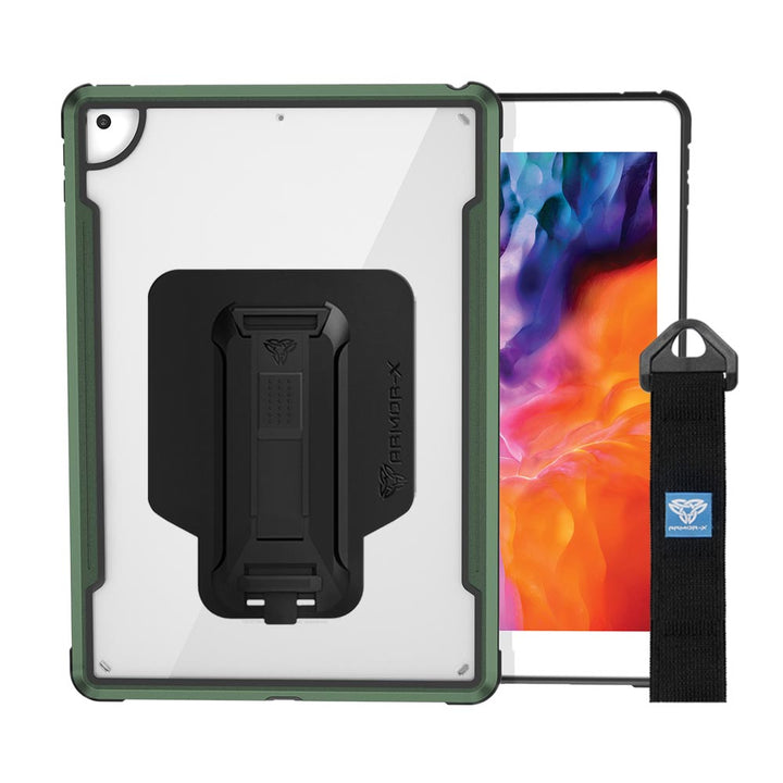 LXS-iPad-N3 | IPAD 10.2 (7TH & 8TH GEN.) 2019 / 2020 | Metal Protective Shockproof case with hand strap kick-stand & X-Mount