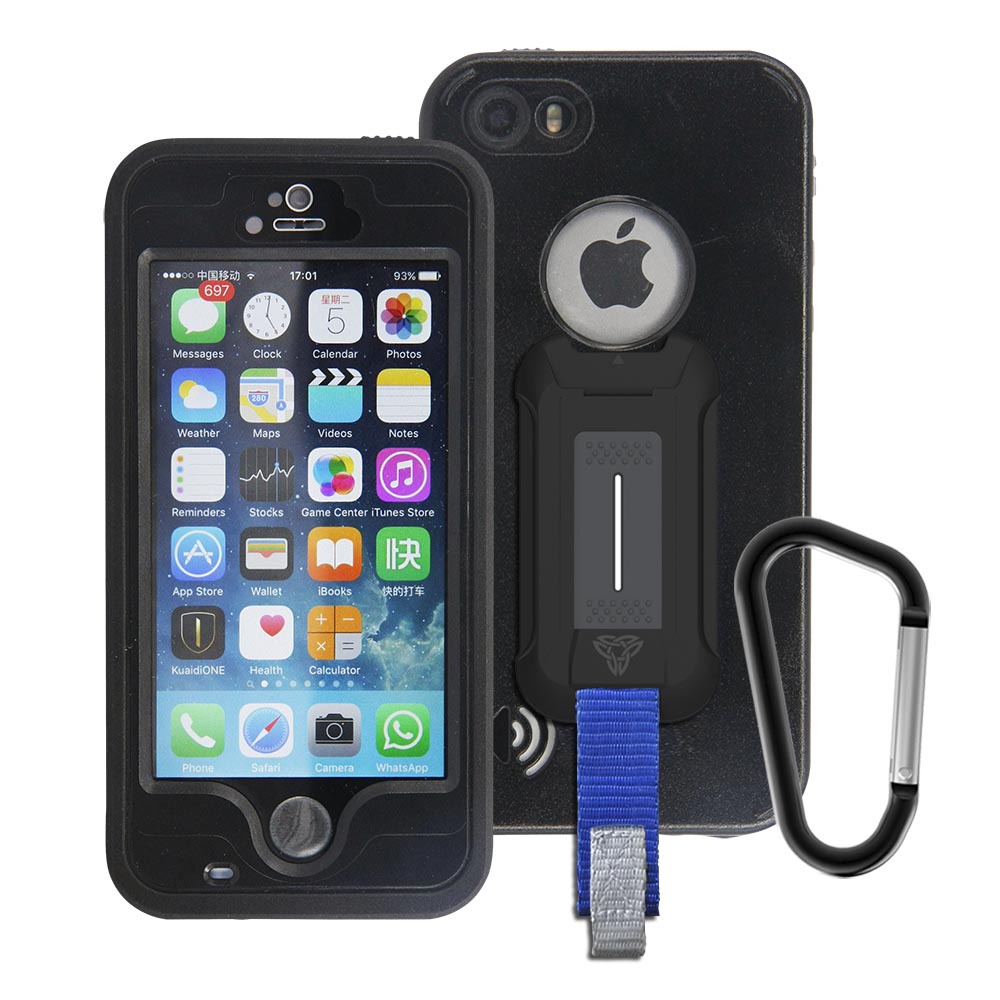MX-AP3S-BK |  iPhone 5 5s Waterproof Case | IP68 shock & water proof Cover w/ X-Mount & Carabiner
