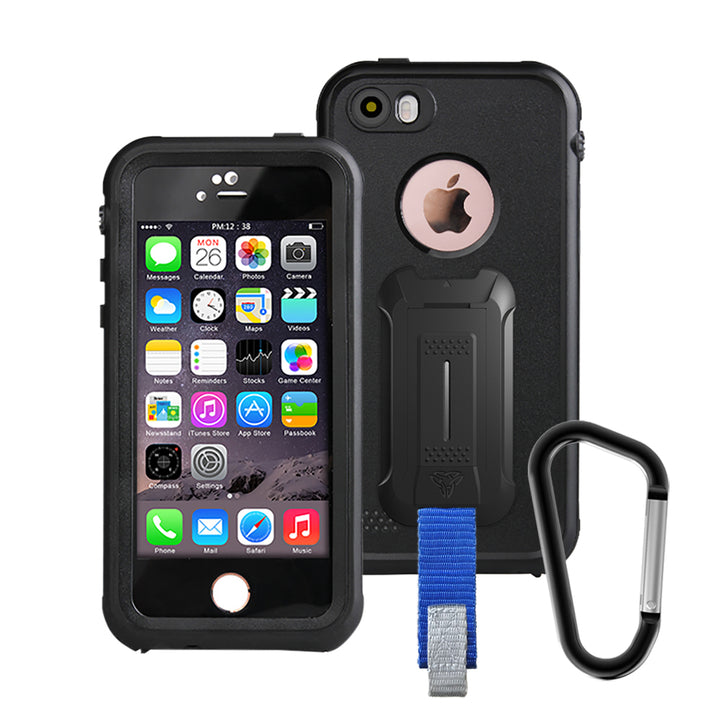 MX-AP3SE-BK | iPhone SE 5 5s Waterproof Case | IP68 shock & water proof Cover w/ X-Mount & Carabiner