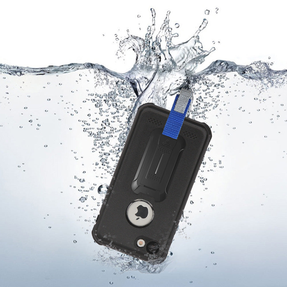 MX-AP7-BK | iPhone 7 Waterproof Case | IP68 shock & water proof Cover w/ X-Mount & Carabiner
