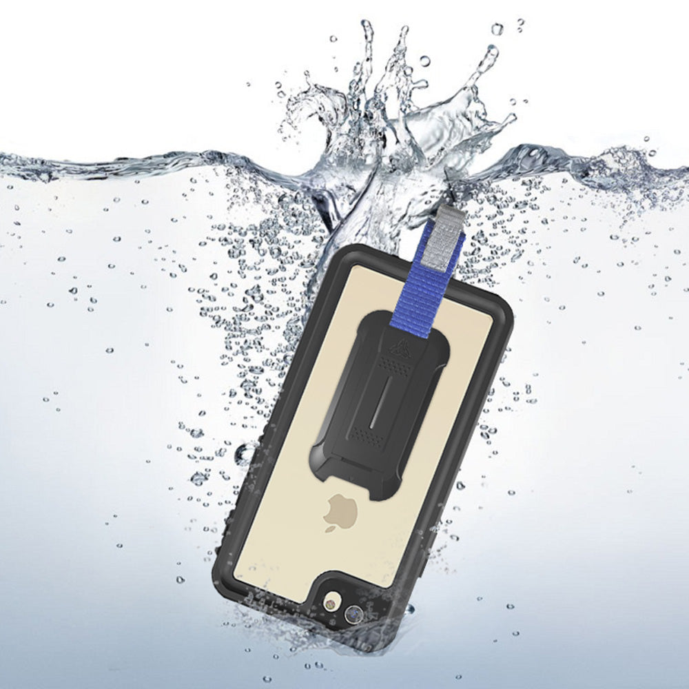 MX-i7-BK | Apple iPhone 8 Waterproof Case | IP68 shock & water proof Cover w/ X-Mount & Carabiner