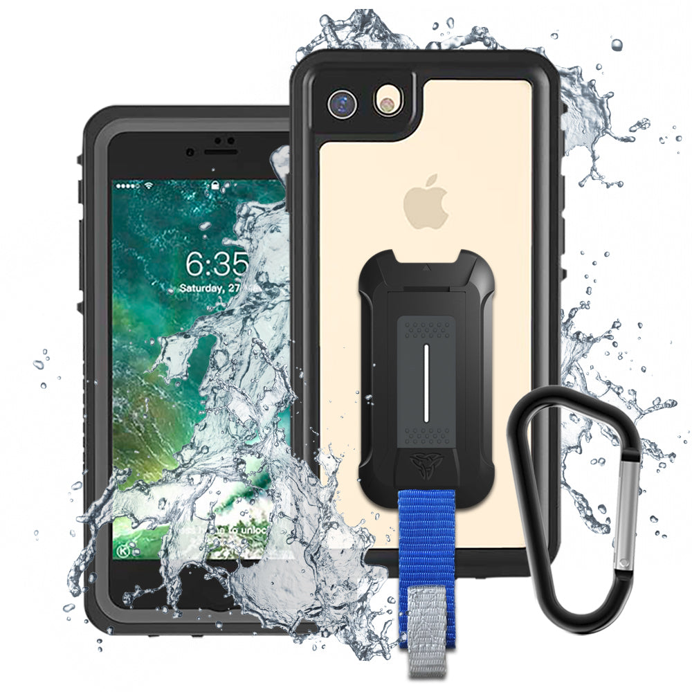 MX-i7-BK | Apple iPhone 8 Waterproof Case | IP68 shock & water proof Cover w/ X-Mount & Carabiner