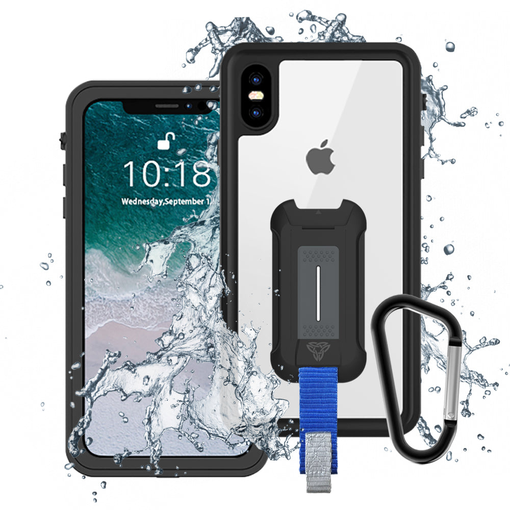 MX-IPHXM-BK | iPhone XS MAX Waterproof Case | IP68 shock & water proof Cover w/ X-Mount & Carabiner