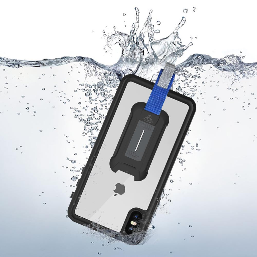 MX-IPHXM-BK | iPhone XS MAX Waterproof Case | IP68 shock & water proof Cover w/ X-Mount & Carabiner