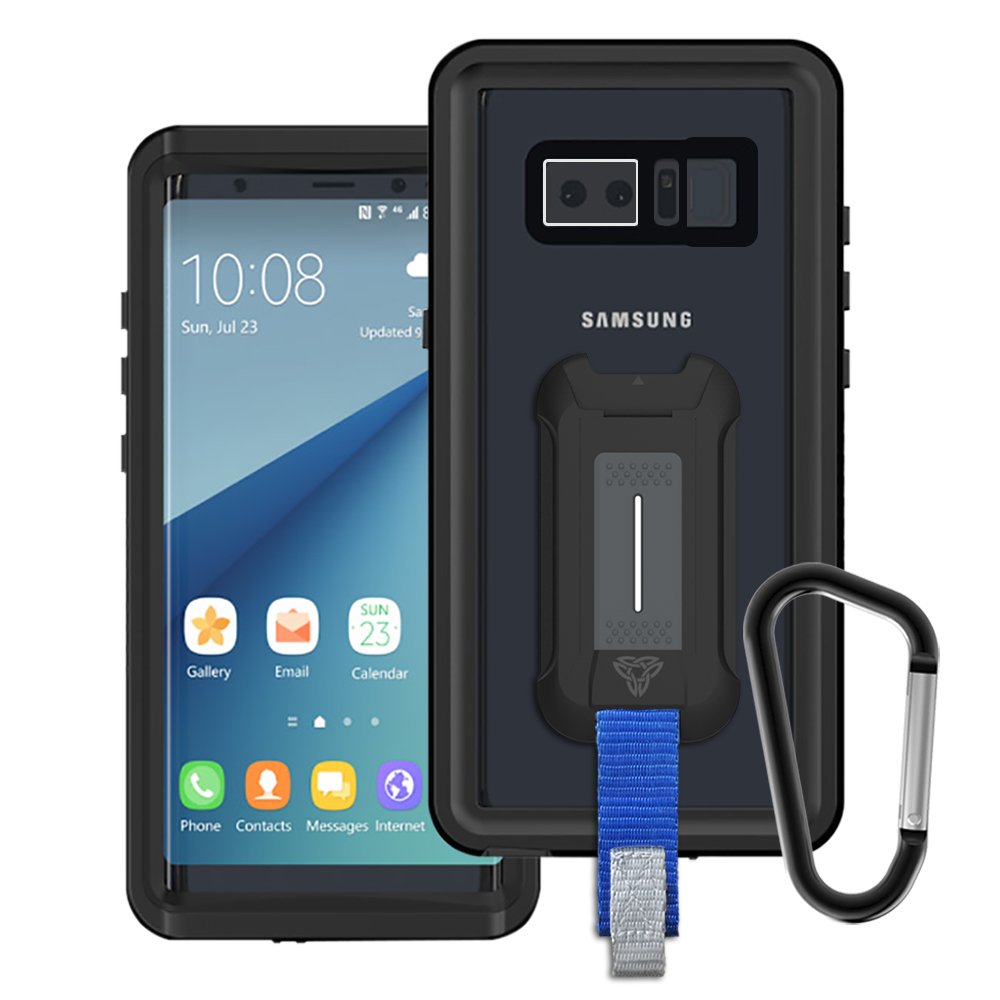 MX-N8-BK*NOTE 8 | Samsung Galaxy Note 8 Waterproof Case | IP68 shock & water proof Cover w/ X-Mount & Carabiner