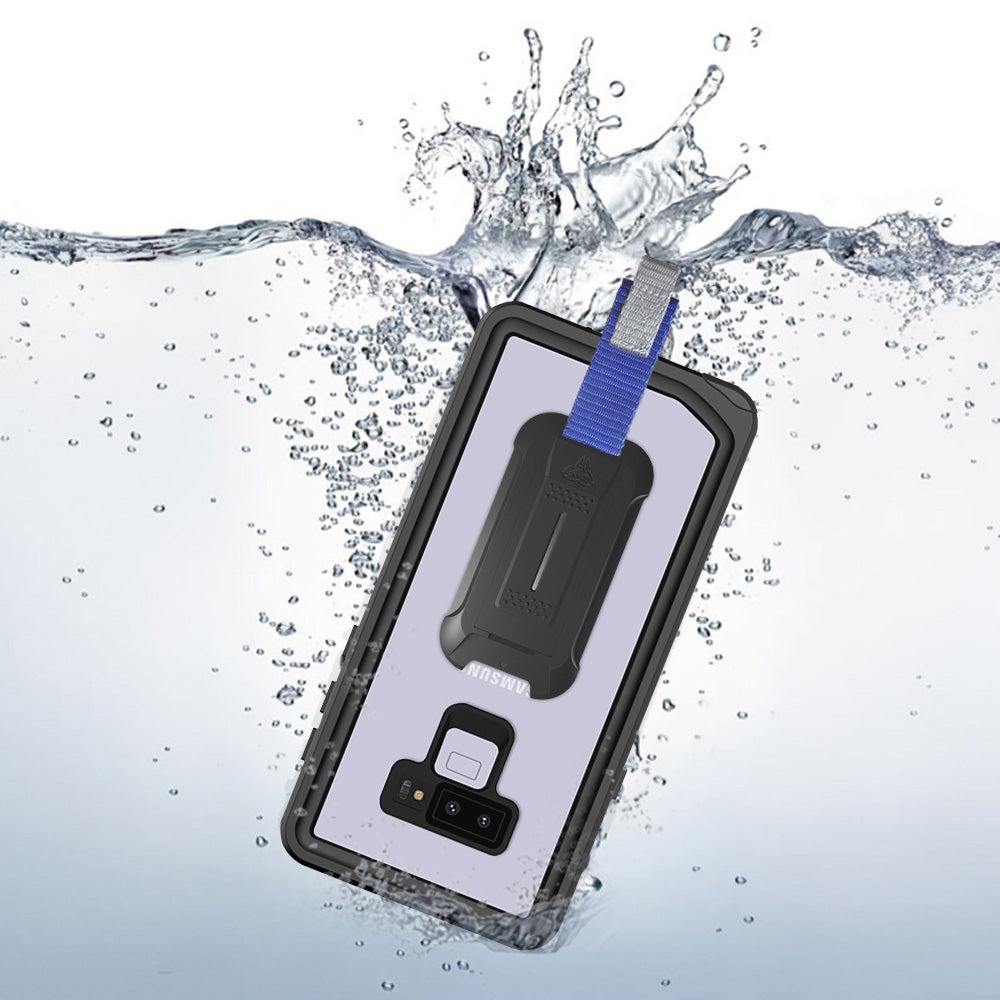 MX-N9-BK*NOTE 9 | Samsung Galaxy Note 9 Waterproof Case | IP68 shock & water proof Cover w/ X-Mount & Carabiner